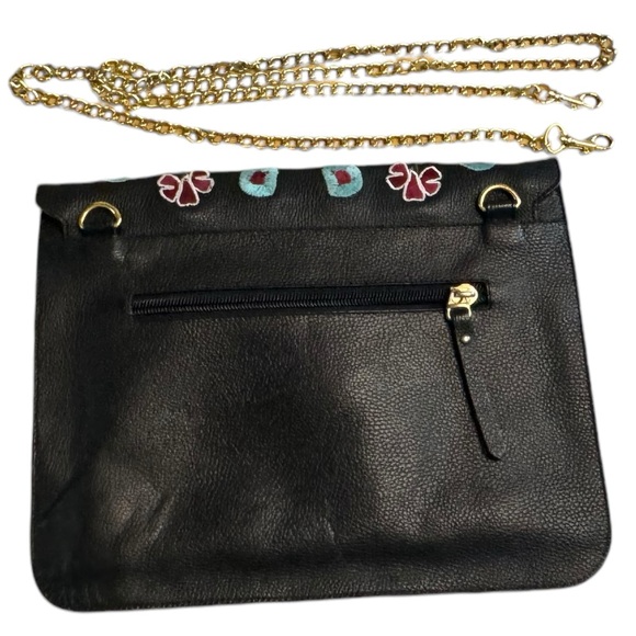 ❤️💗❤️ Tannino Cuervo Embroidered Leather Envelope Clutch Removable Gold Chain - Picture 6 of 9